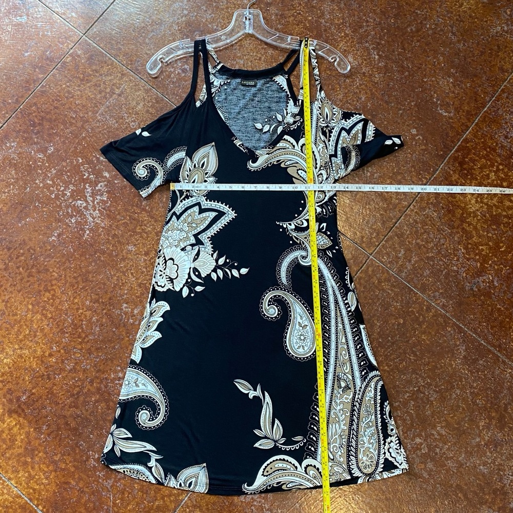 LASCANA for Venus Cold-shoulder Mini Dress Black Paisley XS
